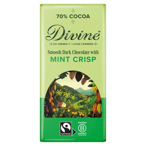 Divine 70% Dark Chocolate with Mint Crisp 90g