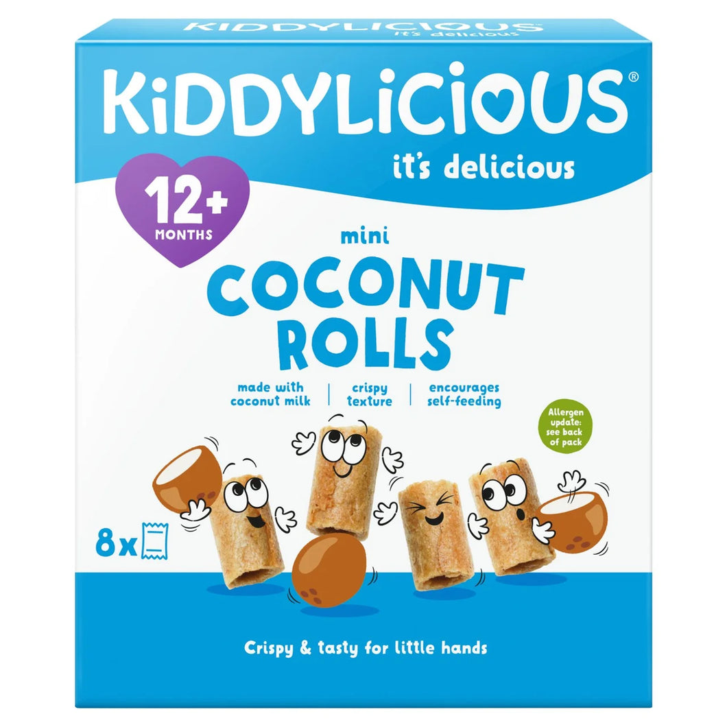 Kiddylicious Mini Coconut Rolls Baby Snack Multipack 12+ Months - 8x7g