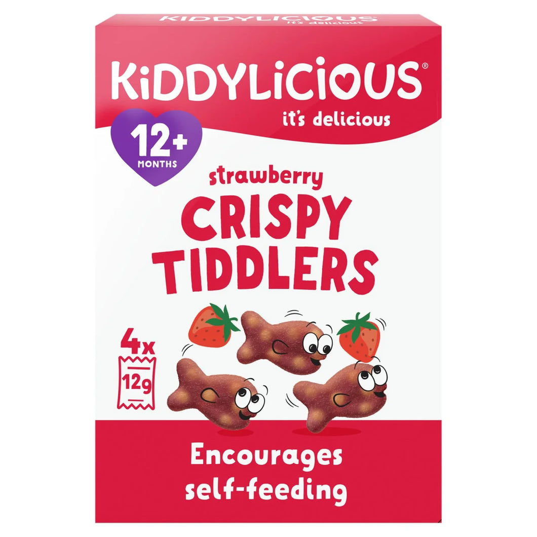 Kiddylicious Strawberry Crispy Tiddlers Baby Snack Multipack 12+ Months - 4x12g