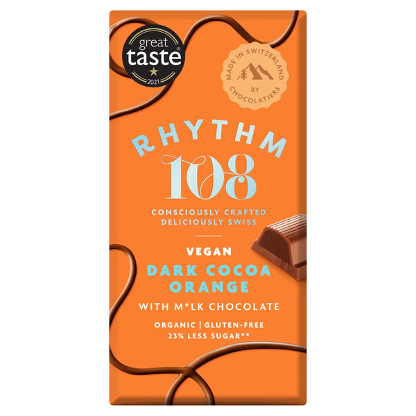 Rhythm 108 Dark Chocolate Orange Filled Tablet, 100g