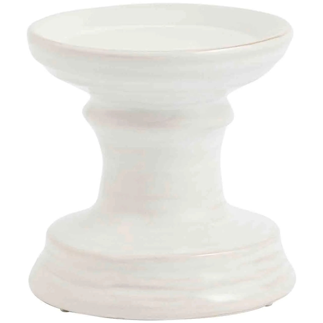 M&S Ceramic Pillar Candle Holder, White