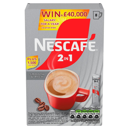 Nescafe Original 2 in 1 Instant Coffee Sachets, 8x9g