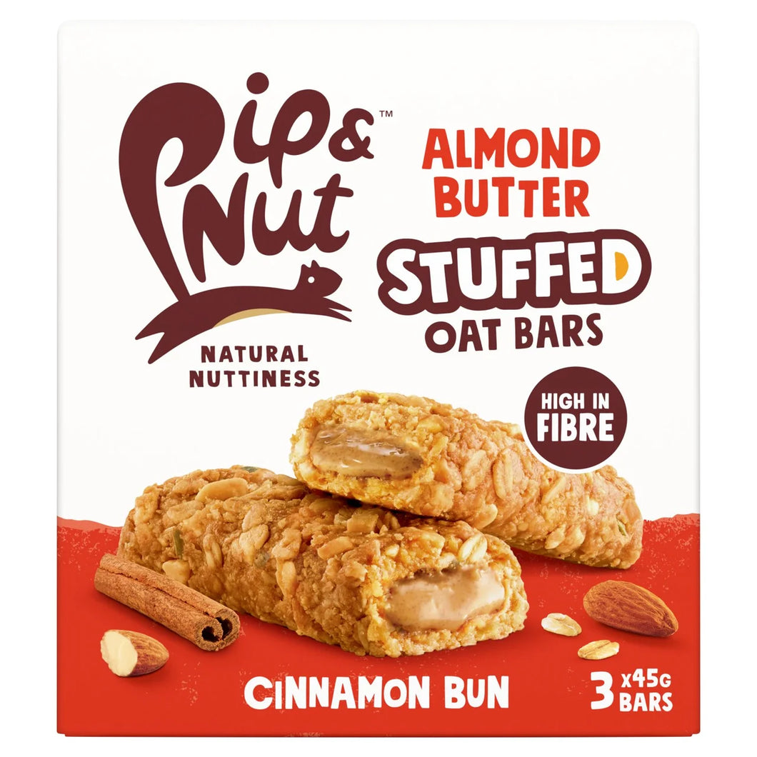 Pip & Nut Almond Butter Stuffed Cinnamon Bun Oat Bars - 3 x 45g