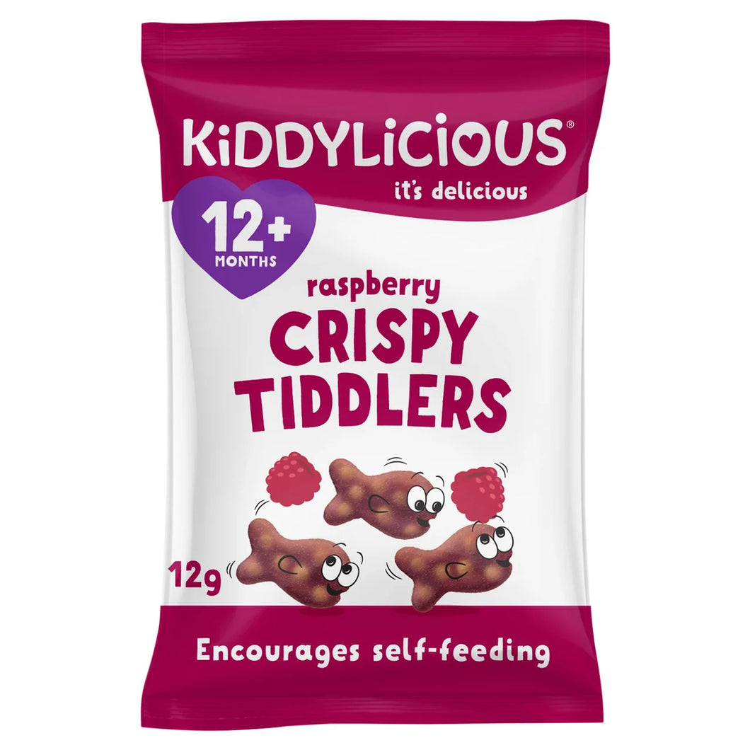 Kiddylicious Raspberry Crispy Tiddlers Baby Snacks - 12g