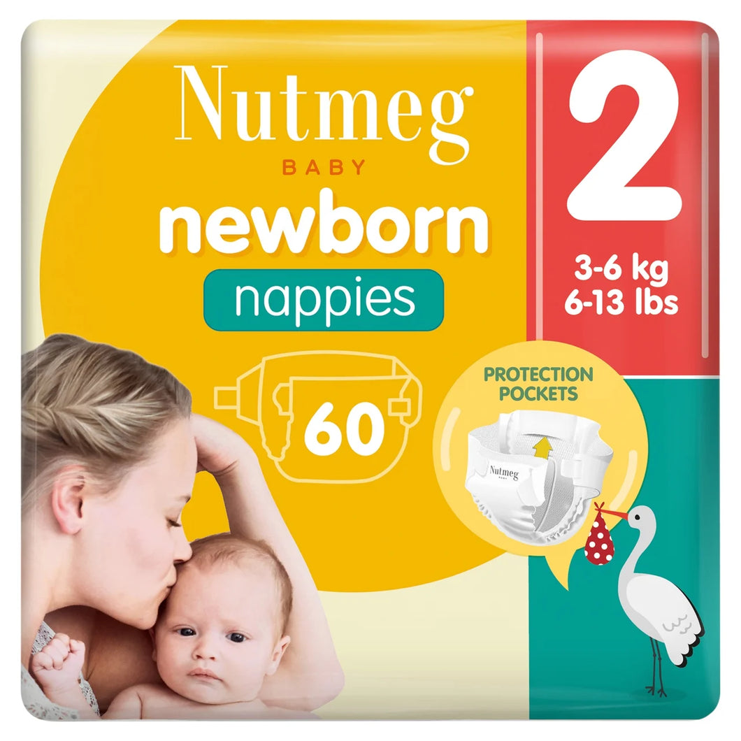 Morrisons Nutmeg Newborn Nappies Size 2, 60 pack