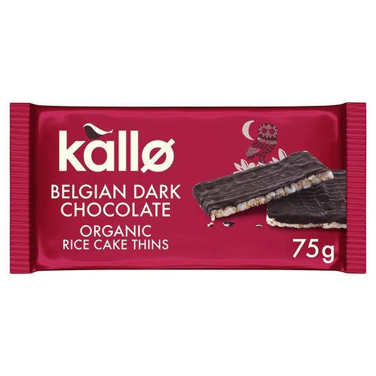 Kallo Belgian Dark Chocolate Rice Cake Thins 75G