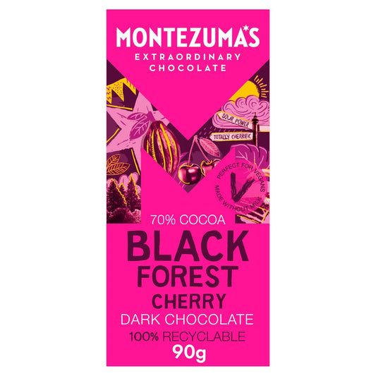 Montezuma's Black Forest - Cherry Dark Chocolate Bar 90G