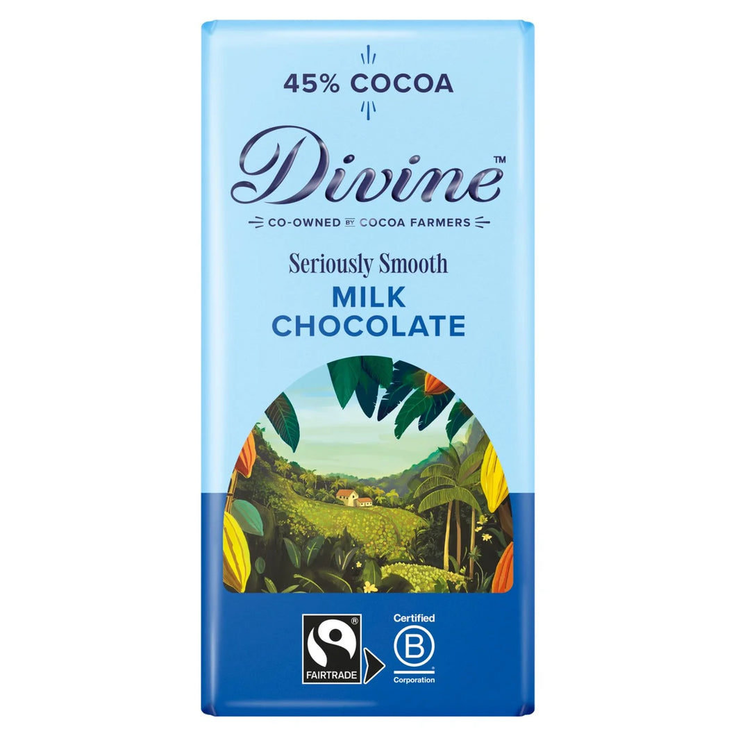 Divine 45% Cocoa Milk Chocolate Bar 90g