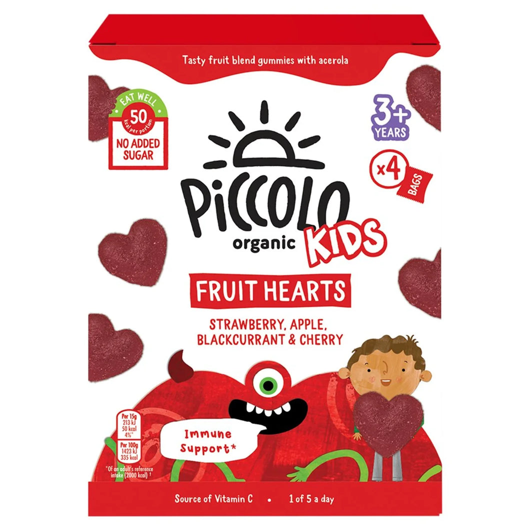 Piccolo Strawberry, Apple, Blackcurrant & Cherry Fruit Hearts Multipack - 4x15g