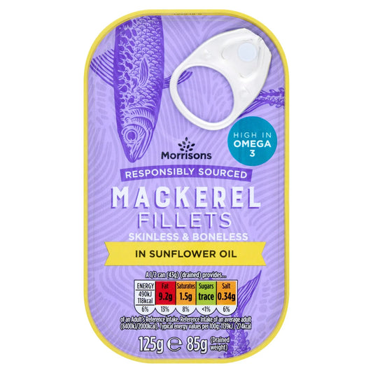 Morrisons Mackerel Fillets in Sunflower Oil, 125g