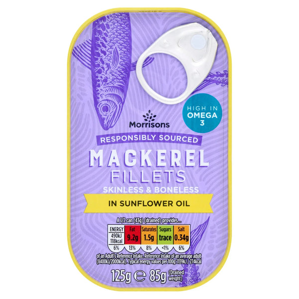 Morrisons Mackerel Fillets in Sunflower Oil, 125g