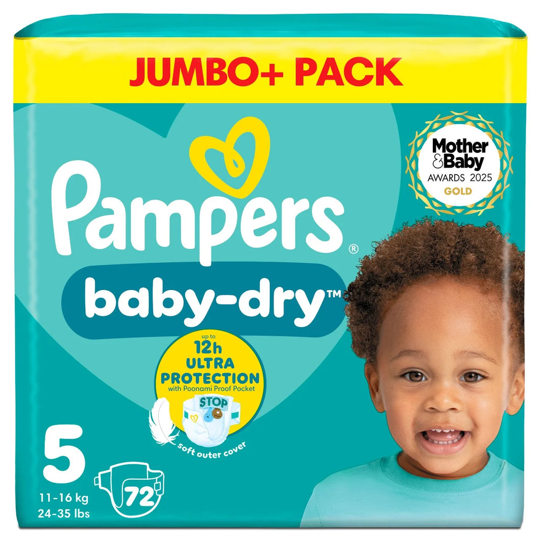 Pampers Baby Dry Nappies - Size 5, 72 Pack
