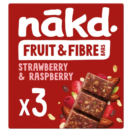 nakd. Fruit & Fibre Strawberry & Raspberry Bars - 3x44g