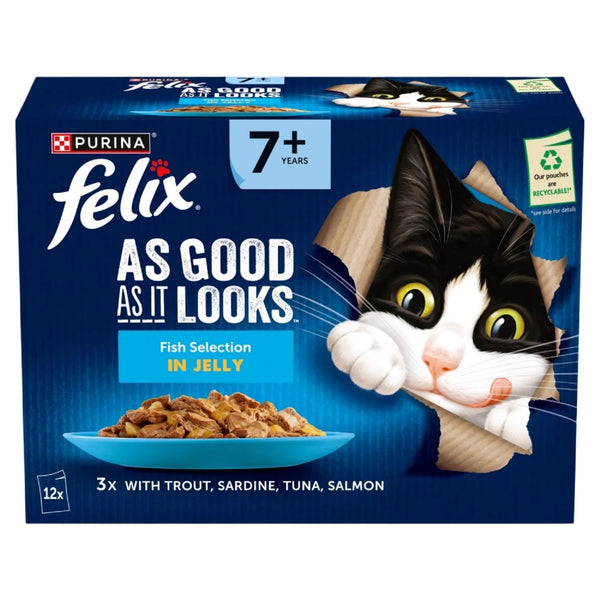 Felix As Good As it Looks Senior 7+ Fish in Jelly Wet Cat Food 12x85g