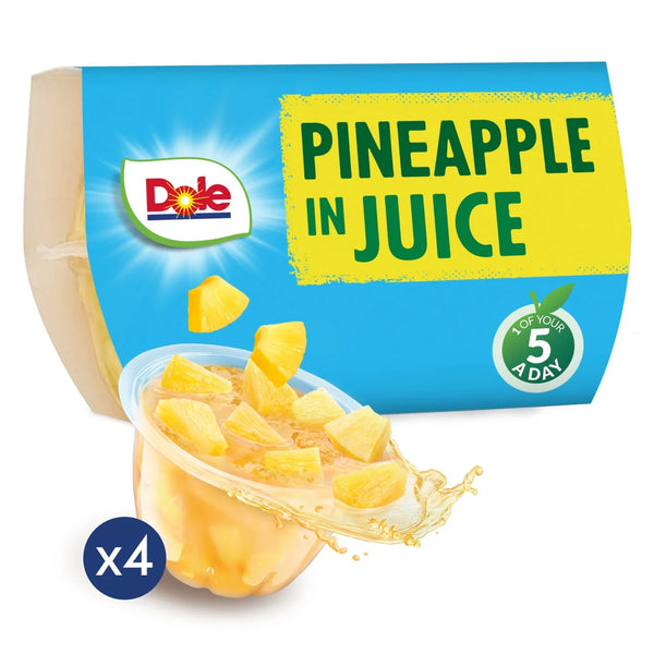 Dole Pineapple In Juice Fruit Pots Multipack 4x113g
