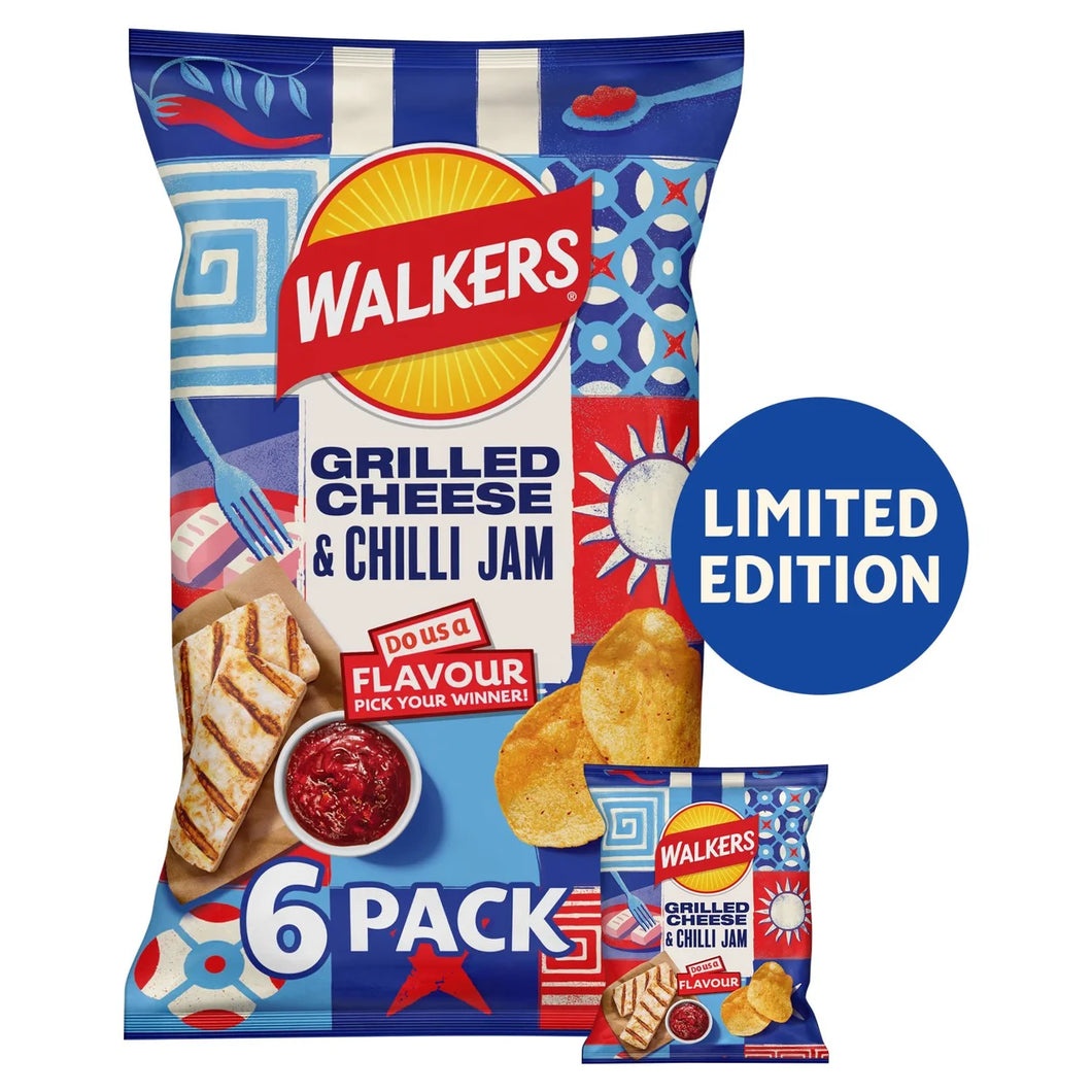 Walkers Grilled Cheese & Chilli Jam - 6x25g