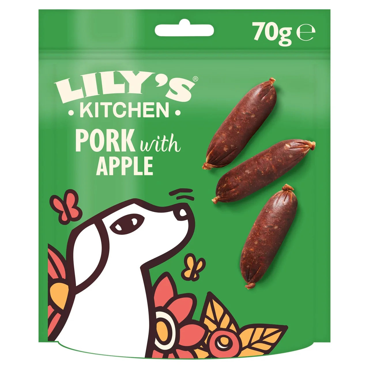 Lily's Kitchen Dog Meaty Treats Cracking Pork and Apple Sausages - 70g