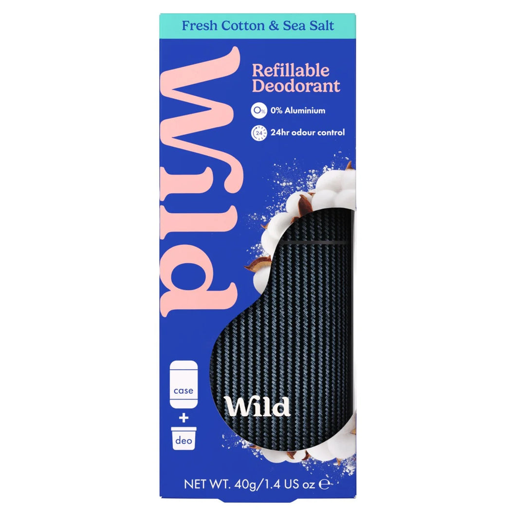 Wild Carbon Case and Fresh Cotton & Sea Salt Stick Deodorant Starter Pack 40g