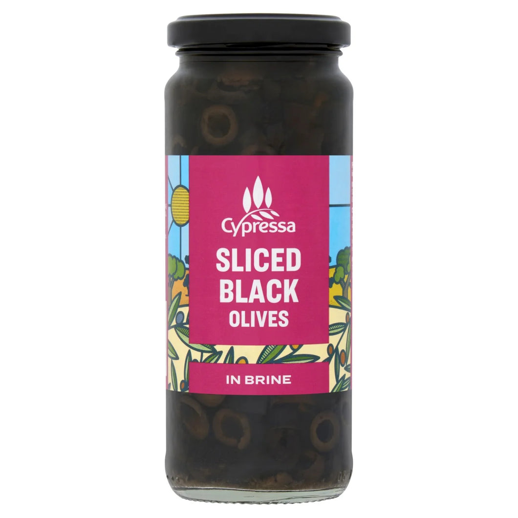 Cypressa Sliced Black Olives 340g