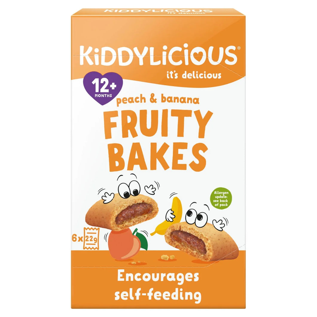 Kiddylicious Peach & Banana Fruity Bakes Baby Snack Multipack 12+ Months - 6x22g