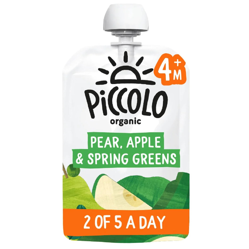 Piccolo Pear, Apple & Spring Green Baby Food Pouch 4+ Months - 100g