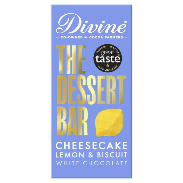 Divine Chocolate Dessert Bar White Chocolate Cheesecake Lemon and Biscuit 180g
