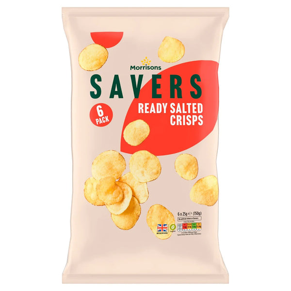 Morrisons Savers Crisps Ready Salted - 6 x 25g