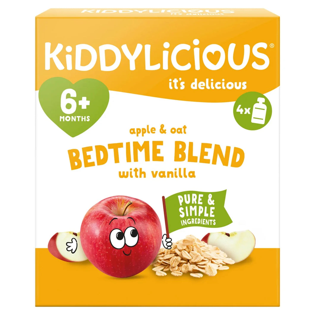 Kiddylicious Apple & Oat Bedtime Blend Baby Pouch Multipack 6+ Months - 4x100g
