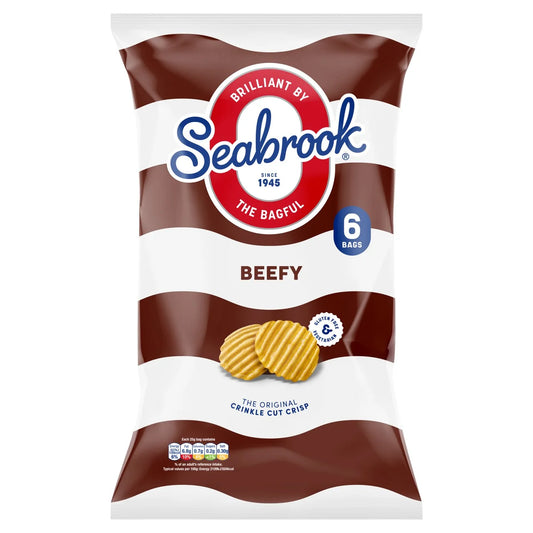 Seabrook Crinkle Cut Beefy Crisps, 6x25g