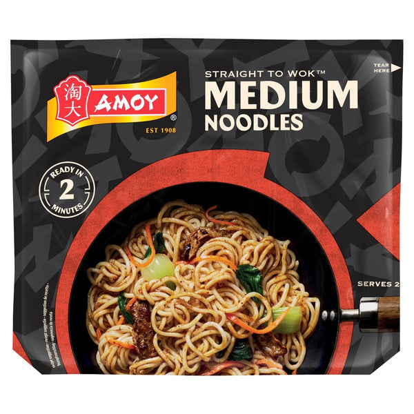 Amoy Straight To Wok Medium Noodles 2x150g