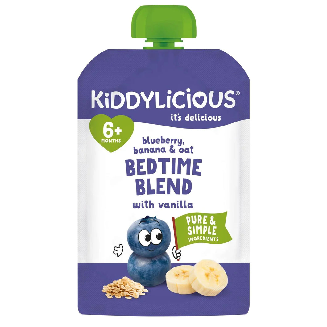 Kiddylicious Blueberry, Banana & Oat Bedtime Blend Baby Pouch 6+ Months - 100g