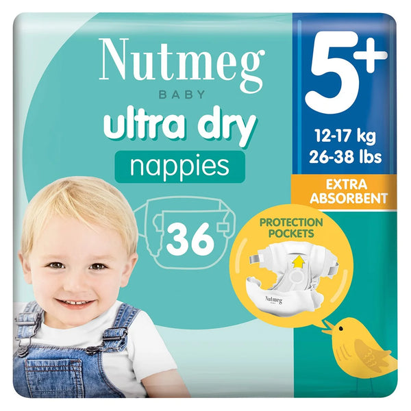 Morrisons Nutmeg Ultra Dry Nappies - Size 5+, Pack of 36