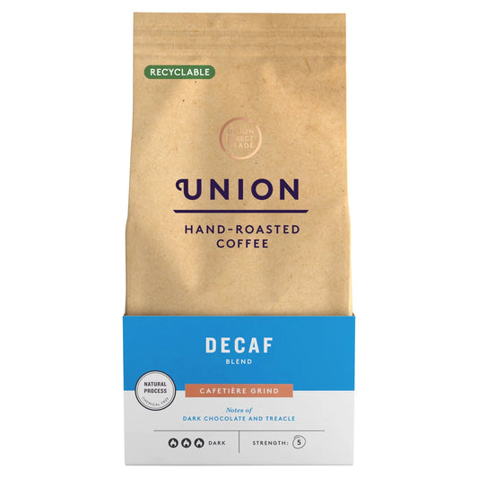 Union Coffee Hand-Roasted Coffee Decaf Blend - Cafetière Grind 200G