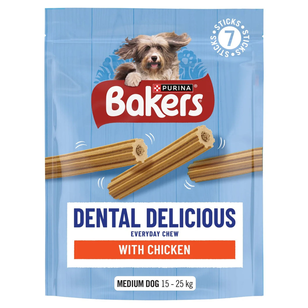 Bakers Dental Delicious Medium Dog Chews Chicken 200g