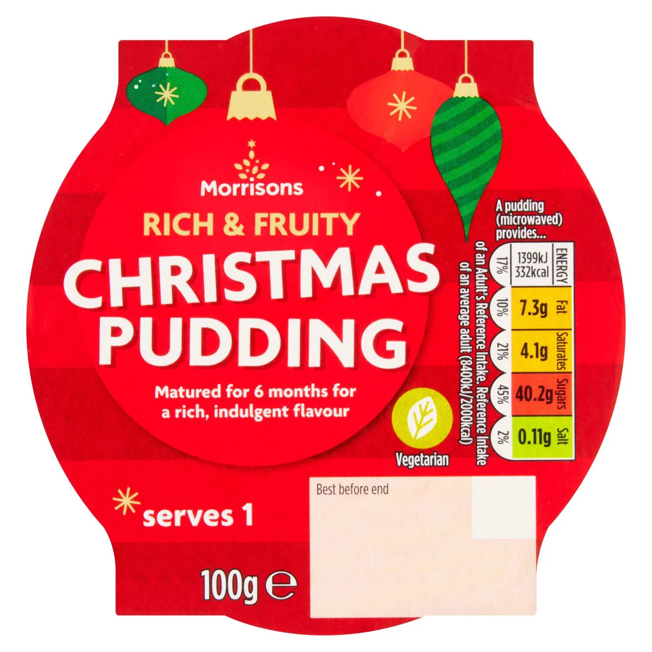 Morrisons Rich & Fruity Christmas Pudding 100g Serves 1