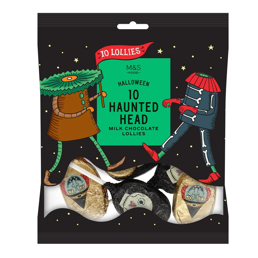 M&S 10 Haunted Head Chocolate Lollipops 115g