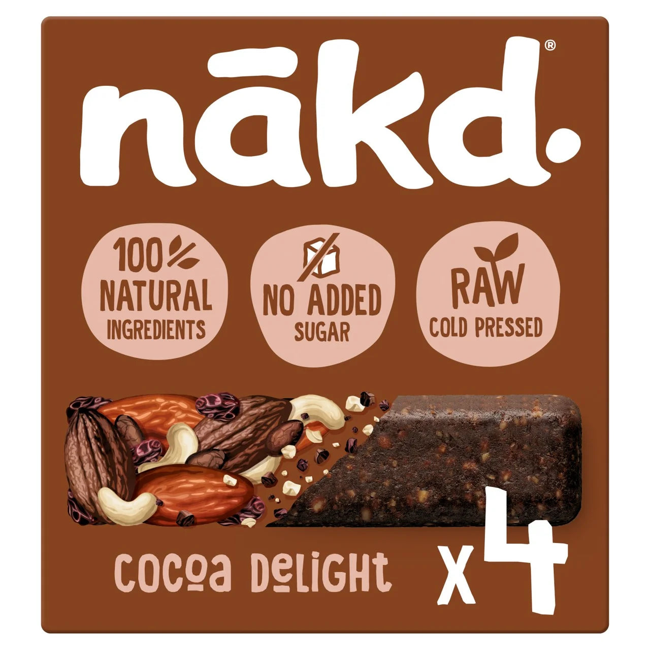 nakd. Cocoa Delight Fruit & Nut Bars Multipack - 4x35g