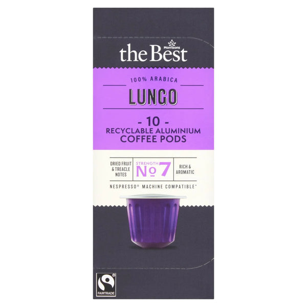 Morrisons The Best Fairtrade Lungo Coffee Pods, x10 Pods, 52g