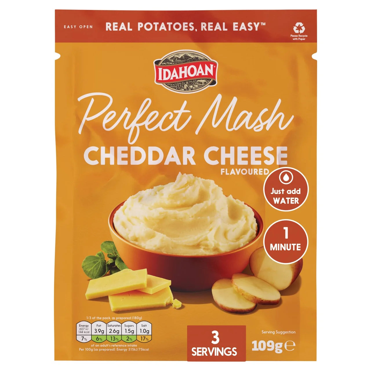 Idahoan Perfect Cheddar Cheese Flavoured Mash Potato - 109g