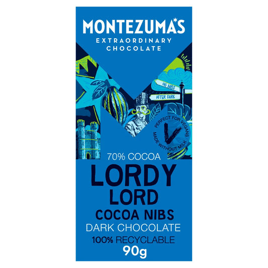 Montezuma's Lordy Lord - Cocoa Nibs Dark Chocolate Bar 90G