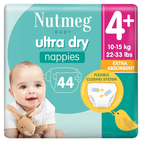 Morrisons Nutmeg Ultra Dry Nappies Size 4+,  44 Pack