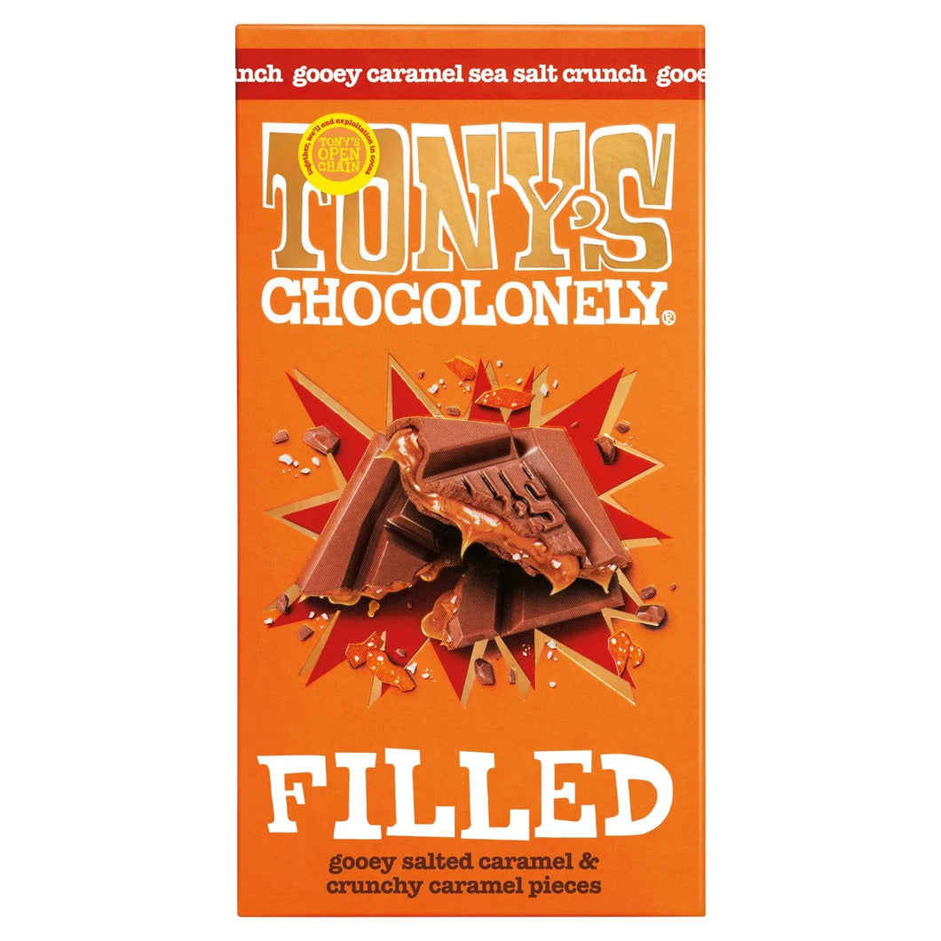 Tony's Chocolonely Milk Chocolate Caramel Sea Salt Crunch Filled Bar - 135g