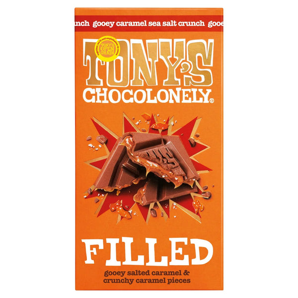 Tony's Chocolonely Milk Chocolate Caramel Sea Salt Crunch Filled Bar - 135g