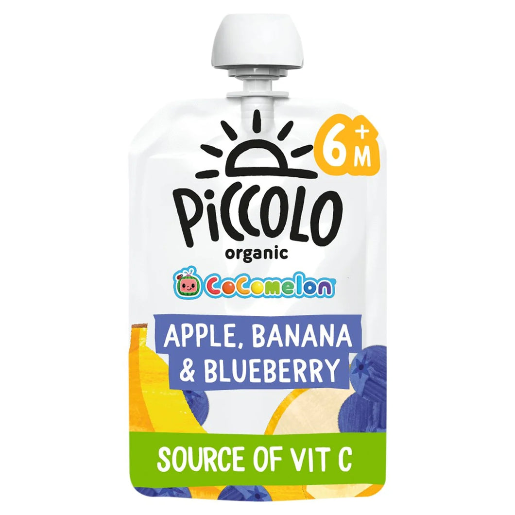 Piccolo Cocomelon Apple, Banana & Blueberry Baby Food Pouch 6+ Months - 100g