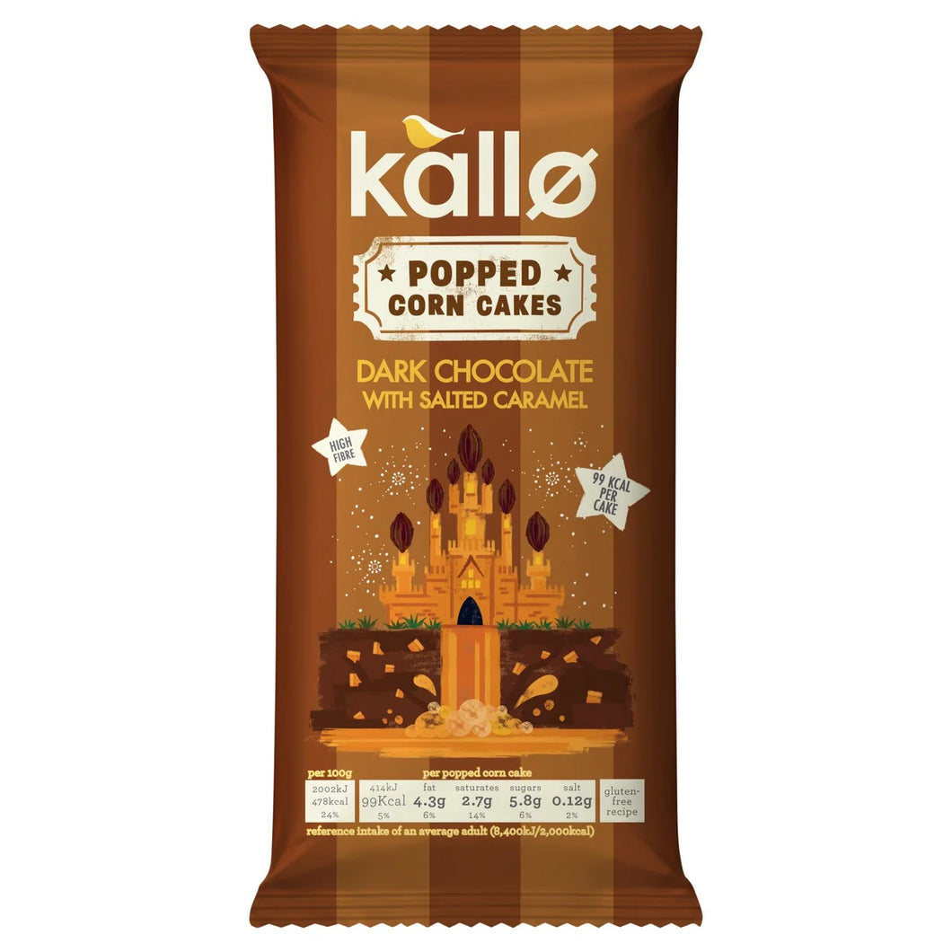 Kallo Dark Chocolate & Salted Caramel Popped Corn Cakes - 124g