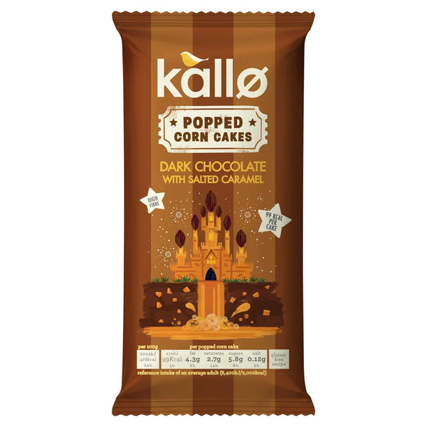 Kallo Dark Chocolate & Salted Caramel Popped Corn Cakes - 124g
