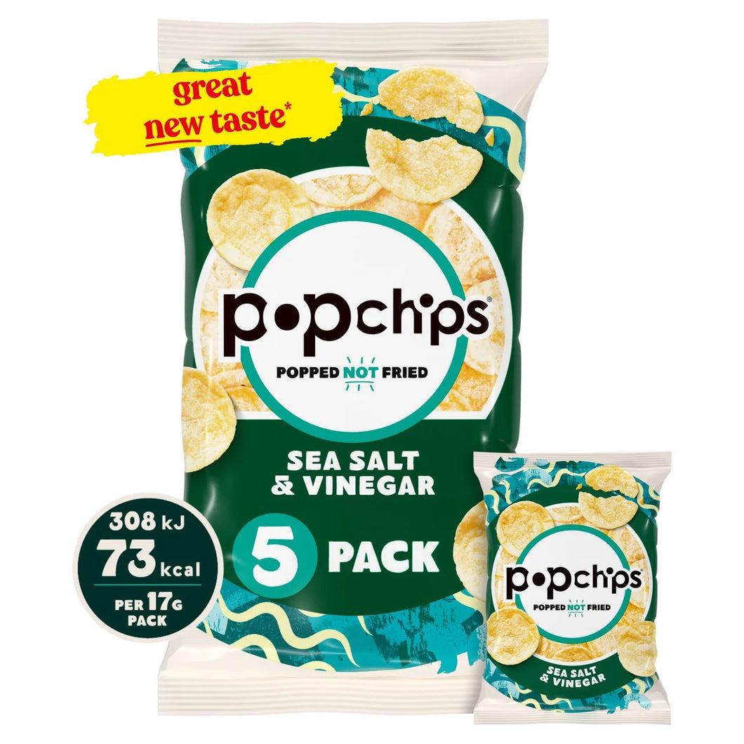Popchips Sea Salt & Vinegar Multipack Crisps - 5x17g