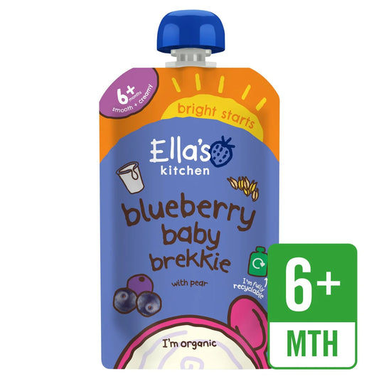 Ella's Kitchen Blueberry + Pear Baby Brekkie Food Breakfast Pouch 6+ Months 100g
