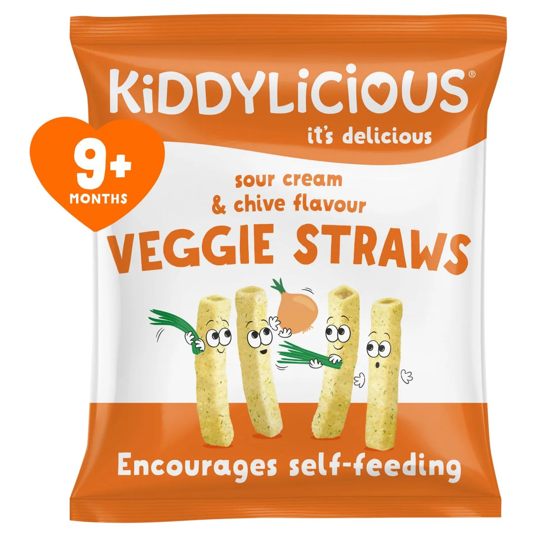 Kiddylicious Sour Cream & Chive Flavour Veggie Straws Baby Snack 9+ Months - 12g
