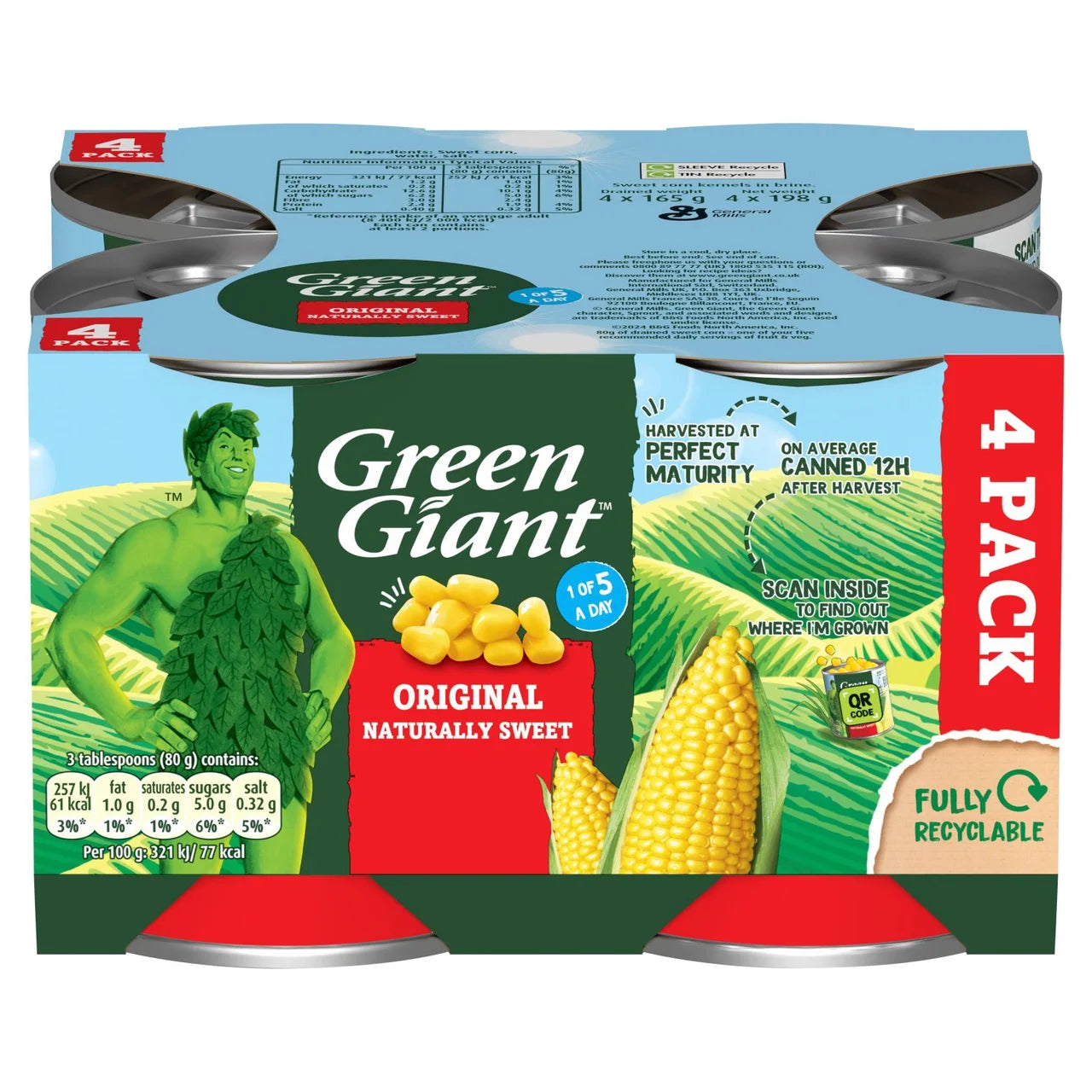 Green Giant Original Sweetcorn 4x198g